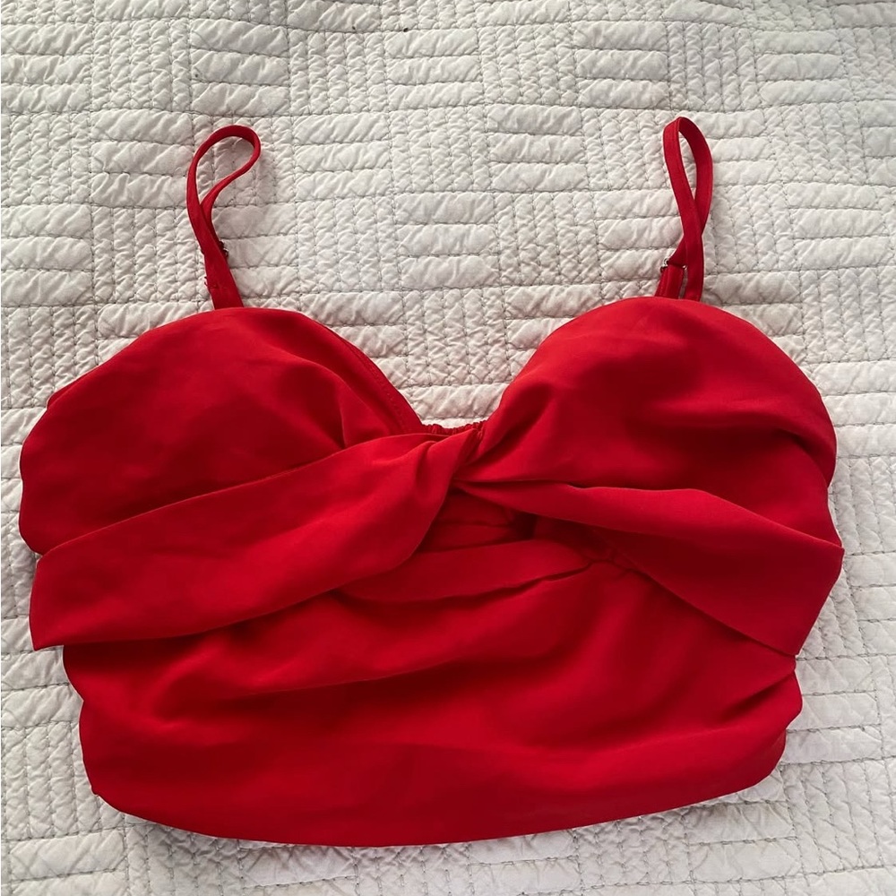 Red Twist Front Chicways Crop Top
